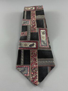 Vintage Cambridge Classics Black / Maroon Geometric Men's Tie 4" x 60"